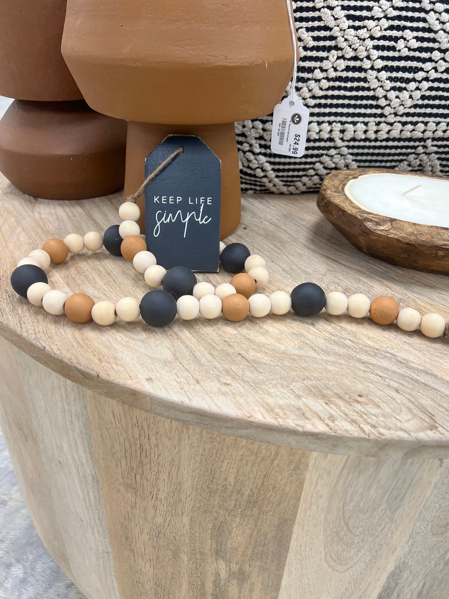 Keep Life Simple Wood Bead Garland