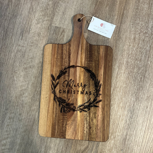 Merry Christmas Wreath - Cutting Board