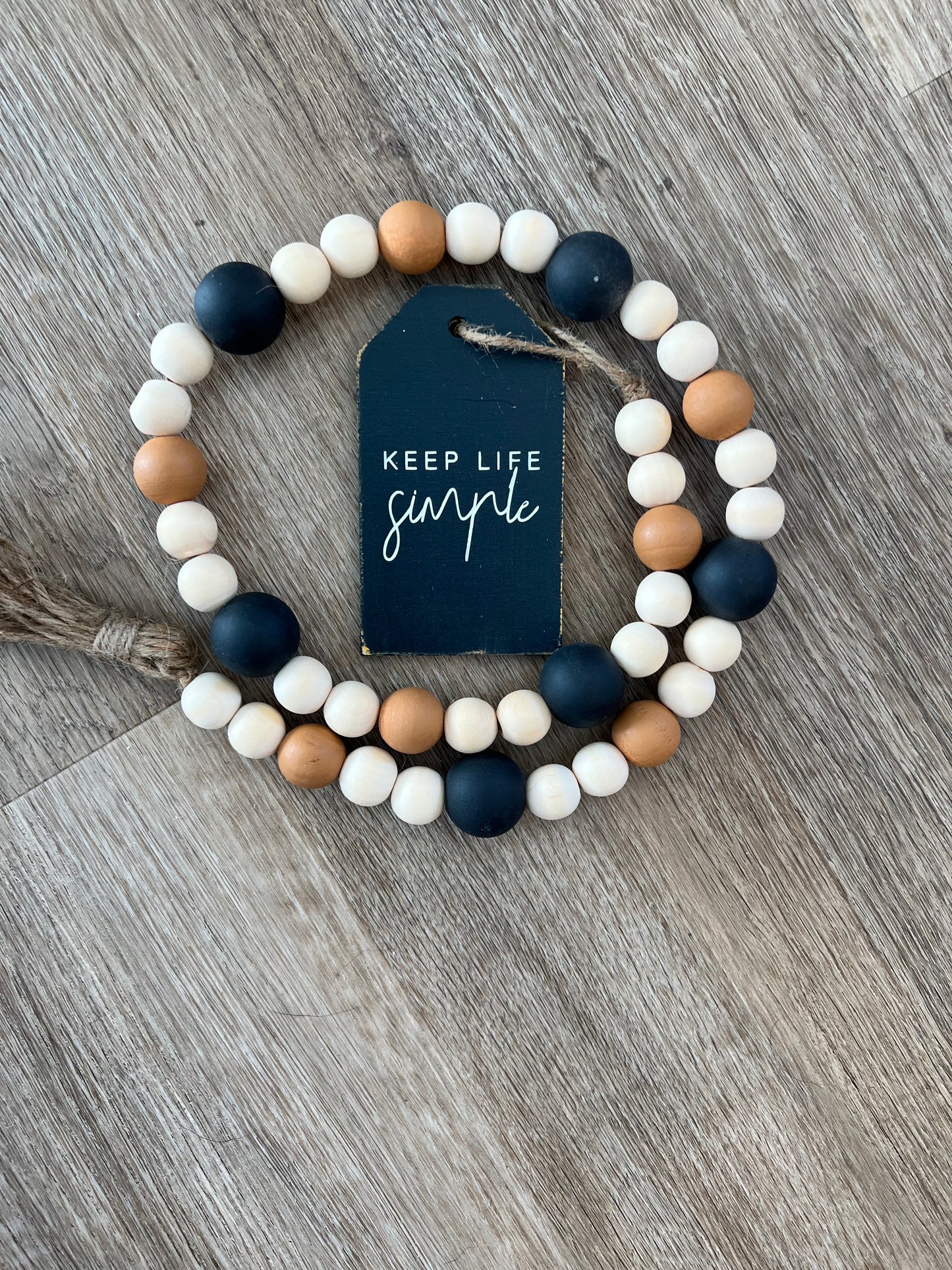 Keep Life Simple Wood Bead Garland